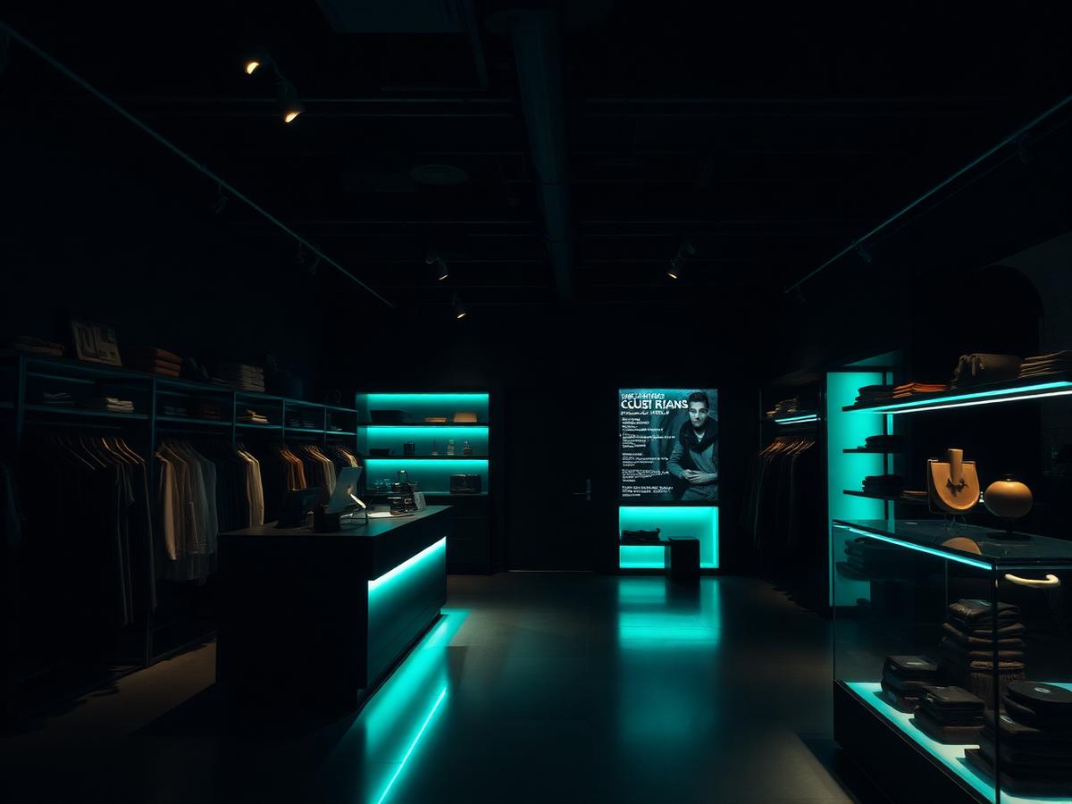 Modern retail store interior with a checkout counter