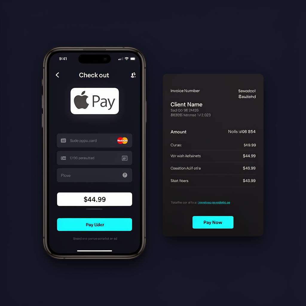 Online payment checkout and invoice mockups
