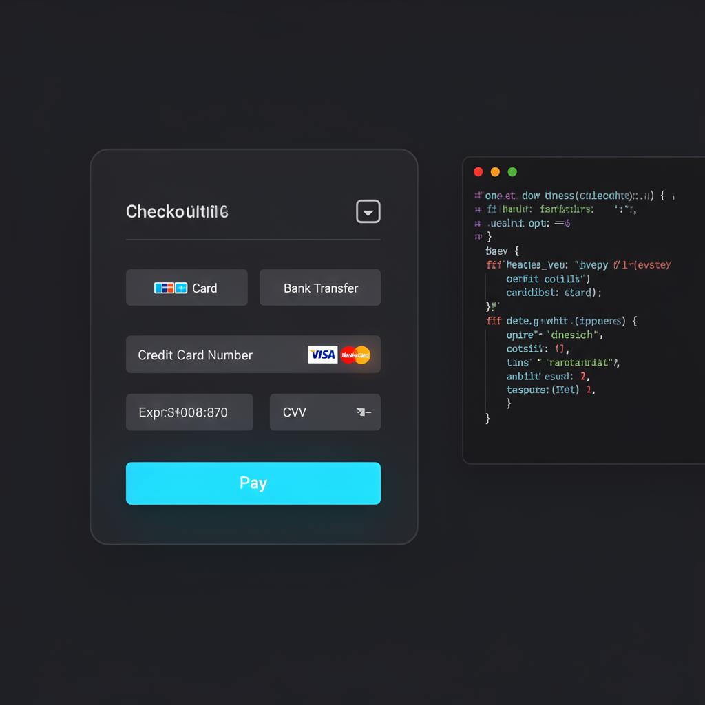 Payment API checkout form with code snippet